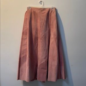 Pink Real Suede Skirt